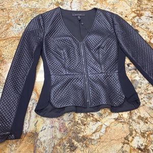 Black Faux Leather BCBG Quilt Zip Jacket Size S